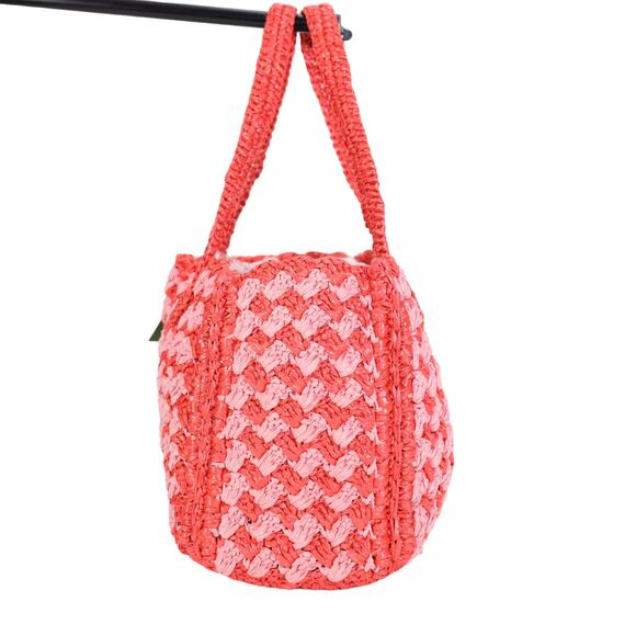 Kate Spade High Tide Striped Crochet Raffia Medium Tote Bag - Ladybug - NWT - Picture 5 of 11
